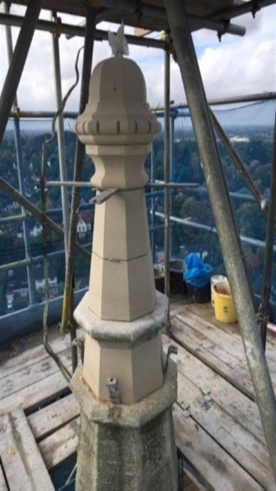 Topmost section of spire after